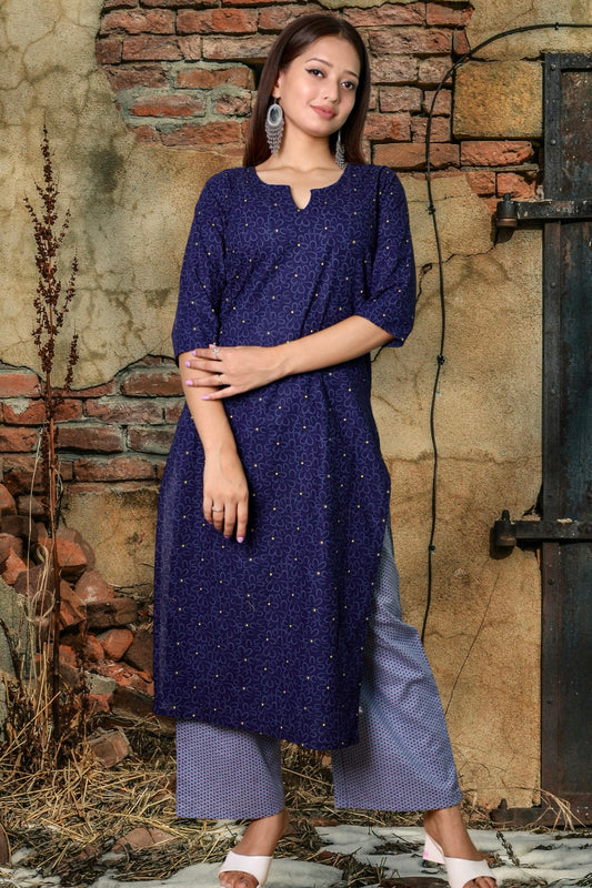 Plus Size Cotton Kurta Palazzo Set