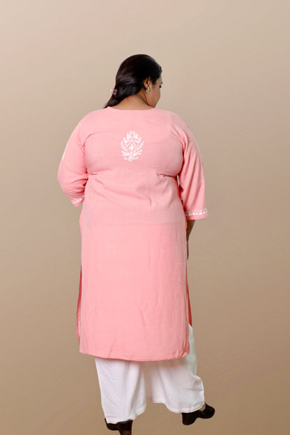 Plus Size Chikan Embroidery Aari Work Kurti for Women