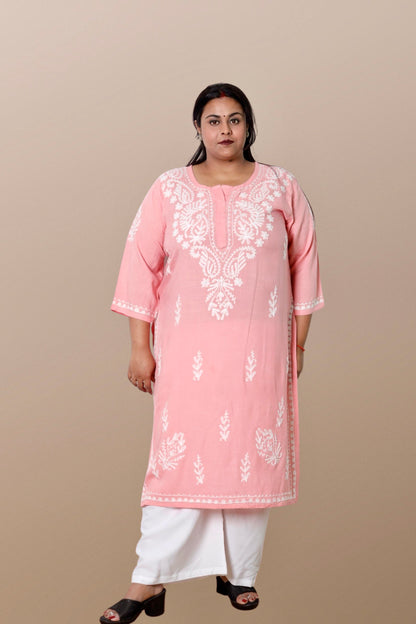 Plus Size Chikan Embroidery Aari Work Kurti for Women