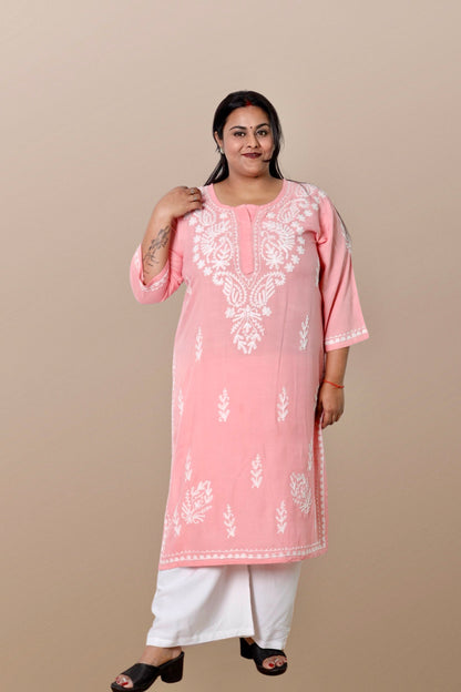 Plus Size Chikan Embroidery Aari Work Kurti for Women