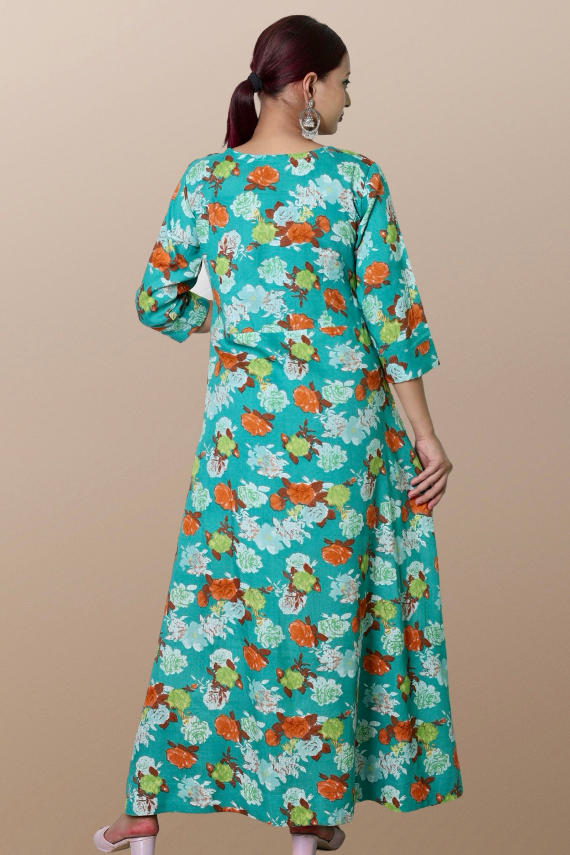 Plus Size Floral Maxi Gown (Sea Green) MyPlusFashion Plus Size Floral Maxi Gown (Sea Green) MyPlusFashion